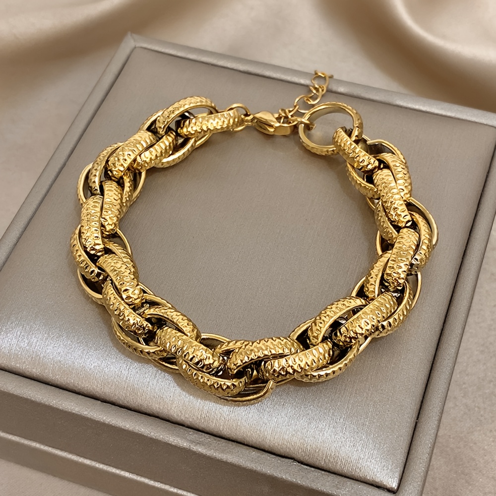 Punk-Style Chunky Gold-Plated Thick Chain Bracelet
